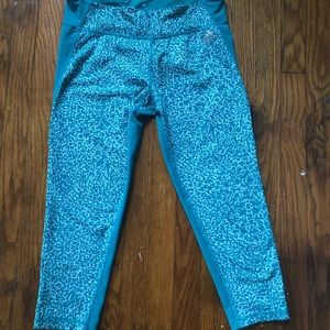 Blue leopard Adidas running tights  size L